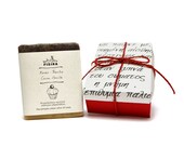 Cocoa- Vanilla Valentine's handmade olive oil soap in red love gift box