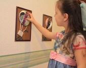 Hot air Balloon - kids art handmade stuffed wall hanging 3D picture decor for children / new born nursery - vintage style