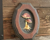 Mushroom Wall Hanging, Mixed Media Wood and Metal Art, 3D Wall Art, Woodland Home Decor, Vintage Nature Wall Art