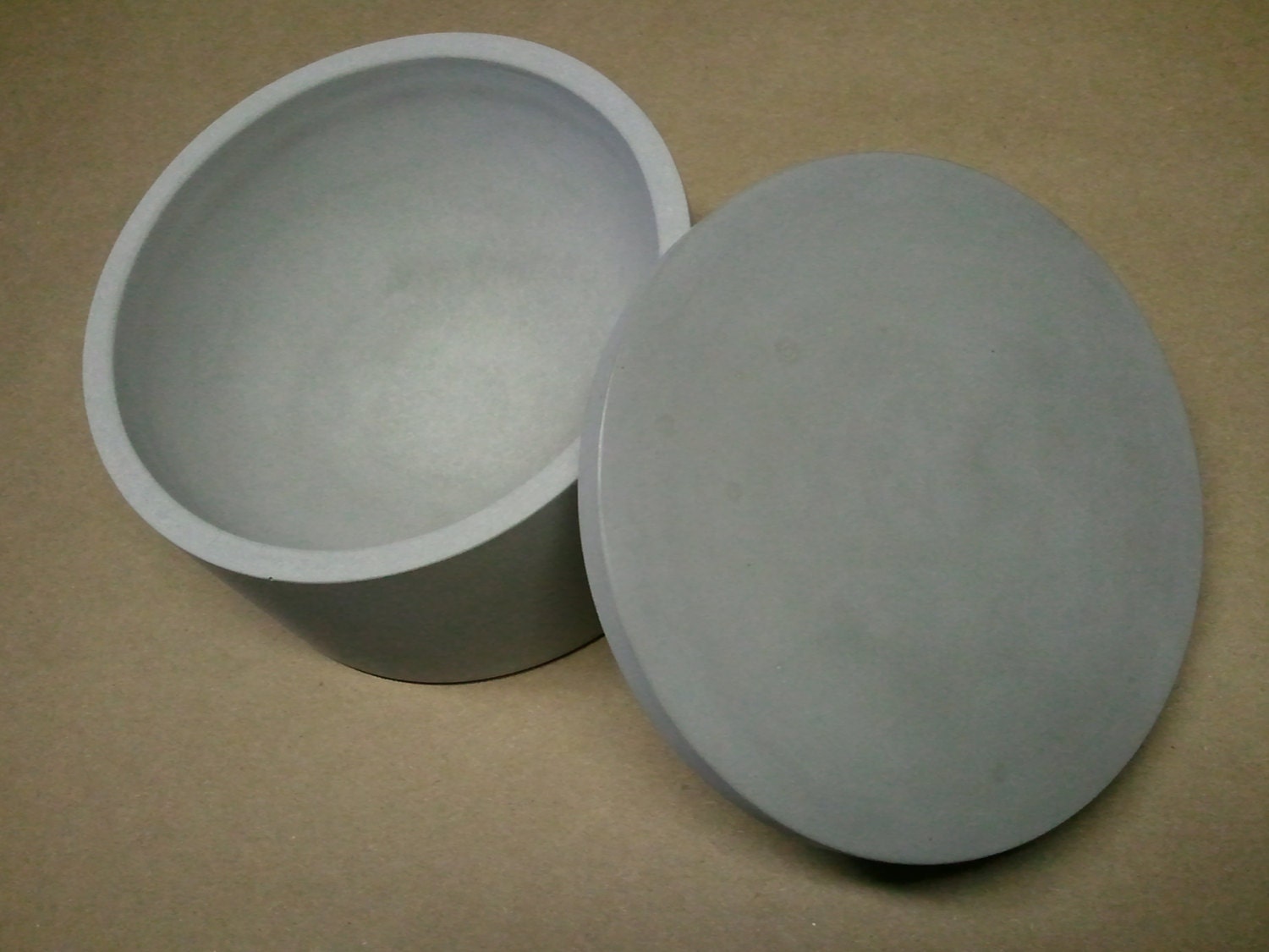 Kreteware Concrete -  bowl bottom concrete salt cellar spice jar with lid