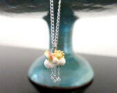 Weather, Sun, Cloud, Rainbow, Rain, Weather Necklace, Sky, Ceramic Charm, Weather Charm, Miniature Necklace