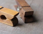 Pinned - Large Vintage Clothespin Note Holders - Brown - Wood - Wooden - Natural Wood - attentionvintage