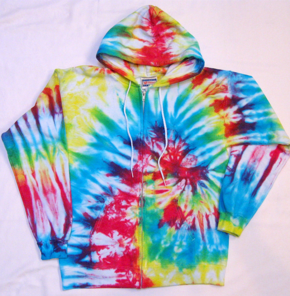 Tie Dye Hoodie Rainbow Spiral Full Zip Adult By Galacticavatar 