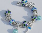 Little Girls Bangle Dangle Charm Inspired Blues Aquas Greens Silvers