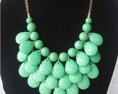 Mint green, kelly green  teardrop necklace, Bubble Necklace, J Crew Inspired Bubble Necklace, Statement Necklace, beadwork bib necklace,