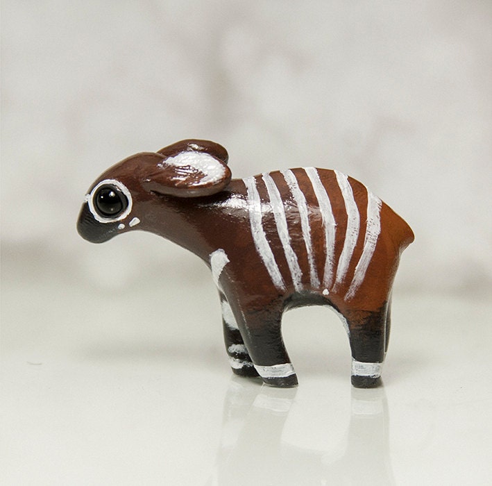 Bongo Deer Figurine OOAK Handmade Polymer Clay Animal Totem