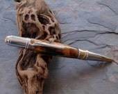 Handcrafted Custom Made Pen - Orange Black Swirl Art Deco Gold Titanium & Chrome Ballpoint Twist Pen With Radiant Swarovski Crystal Clip