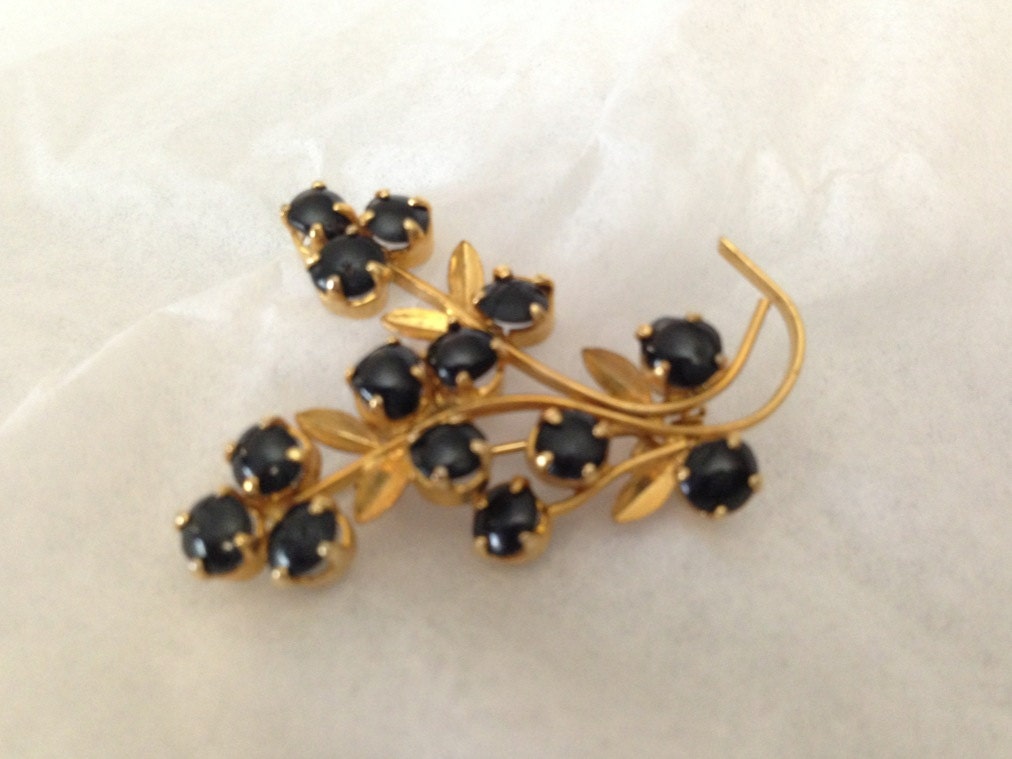 Vintage Goldtone & Black Brooch