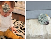 Anthro Manner: Ruffled Flower & Rosette Headband or Clip for Infant or Children