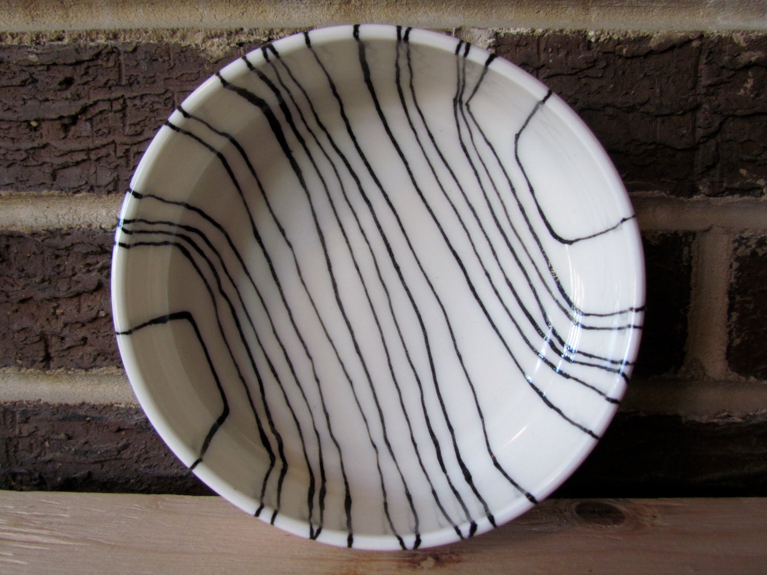 Black and White Lined Bowl. Graphic. Modern. Handmade ceramic bowl. Housewarming gift.