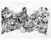 Christian Berg - Madonna - pencil drawing - fine art - 13x19 - giclee print - digital reproduction