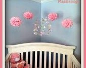 Set Of 5 Custom Made Tissue Paper Pom Poms For Baby's Nursery - You Choose Colors