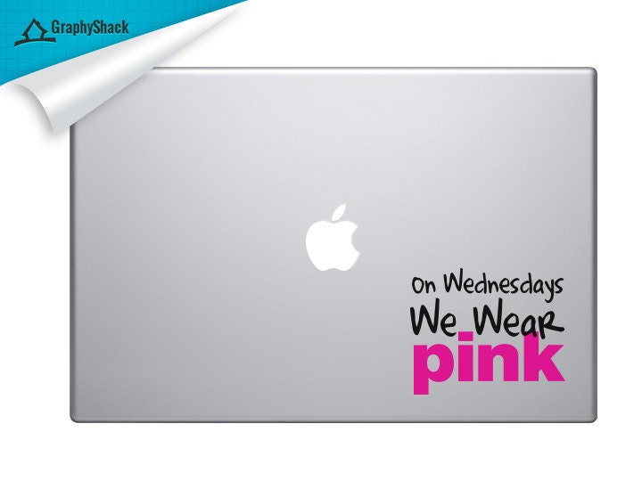 Mac Decal We Wear Pink for 13" 15" 17" Mac Laptop and non-Mac Notebook, Kindle Ipad and other - Pink Text  vinyl decal sticker