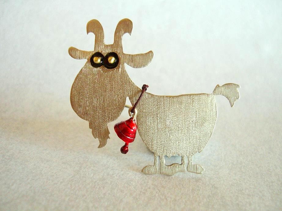 GOAT BROOCH , little animal brooch,summer brooch, Easter pin jewelry,handmade pin.