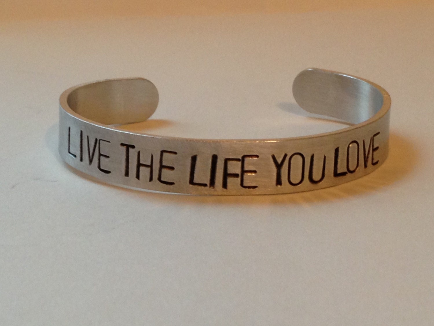 Live The Life You Love-Custom-handstamped-bracelet cuff