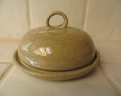 New Petite Small Stoneware Ceramic Pottery Covered Butter Dish Cheese serving plate Celadon