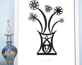 Flower Pot Created From Type Characters - Art Print - Garamond Typeface - 8 x 10 Wall Decor
