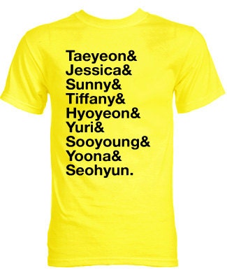 Girls' Generation - SNSD - Group Member Names K-pop T-Shirt