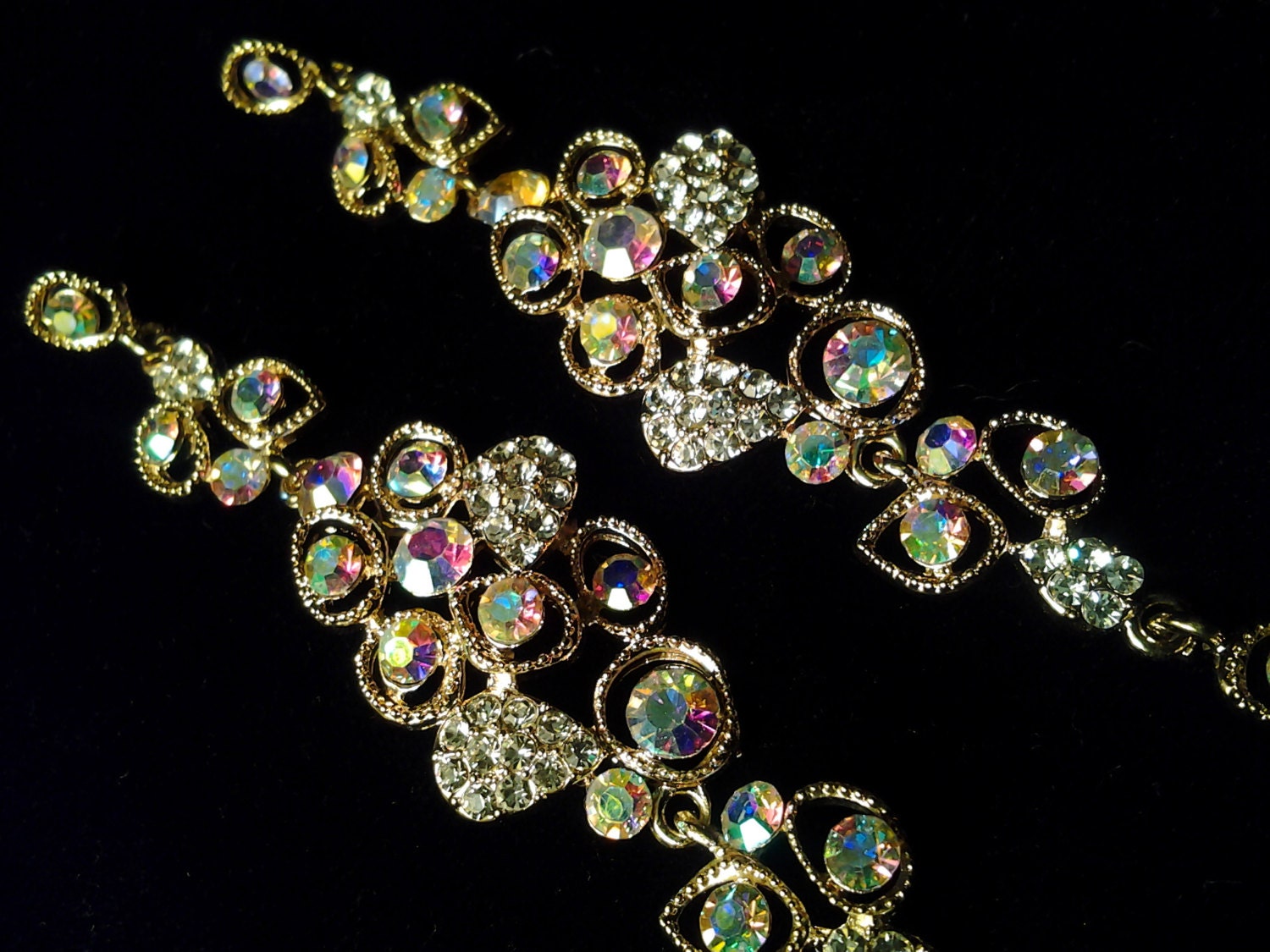 wedding jewelry rhinestone ab crystal gold earring  great for the bride stunning large