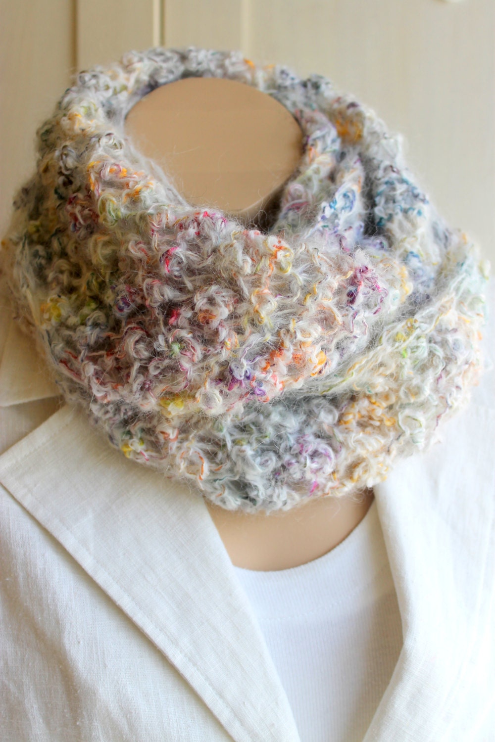 Fashionable Infinity Neck Warmer / Hand Knitting Scarf / Collar / Ready to Shipping / Winter Fashion / Women Accessories / Rainbow Scarf