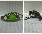 Green and Ivory Hair Clip