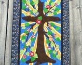 Tree, of Life, quilt, wall hanging, measuring 28" x 36", Christian, art, cross, handmade, flowers, leaves, applique, hanging sleeve.