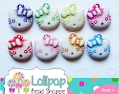 HELLO KITTY Pendants Hello Kitty Charms Kitty Face Head Cat Charm Acrylic Plastic Two-sided Chunky Bubblegum Necklaces 21mm x 19mm 4 pcs
