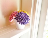 Pastel Flower sculpture in White Container, Desk accessory, Wedding favors, graduation,gift for her