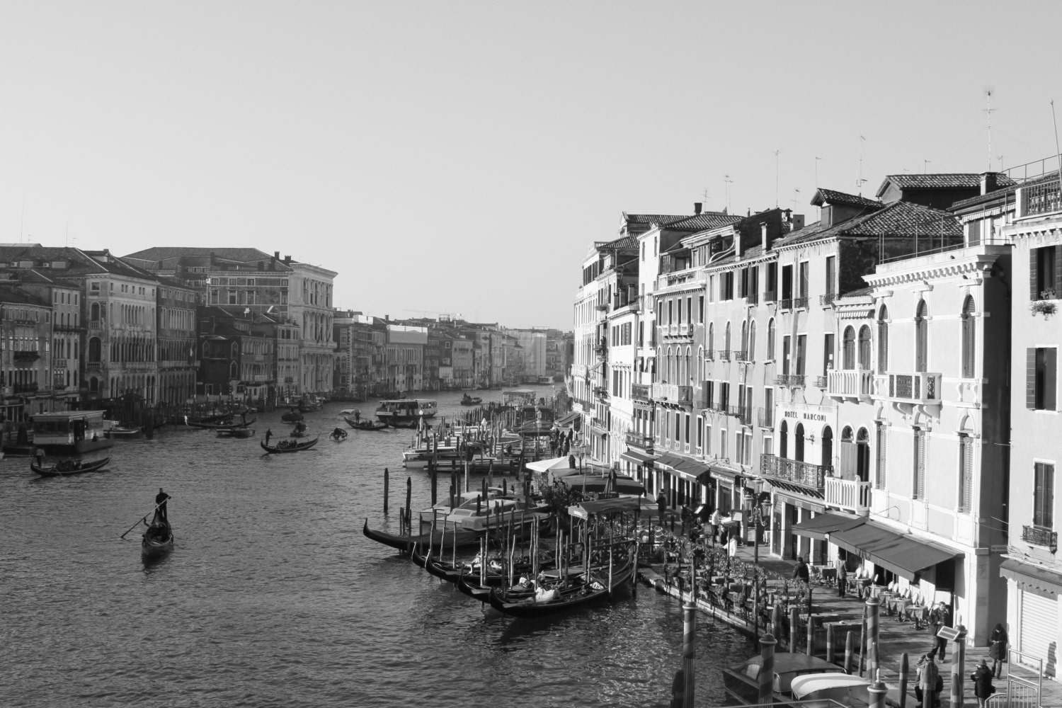 Venice, Italy.  Canal view from Rialto Bridge, Landscape Photography, Fine Art Photography, Black & White Photography, 8"X12" - M3WanderlustPrints