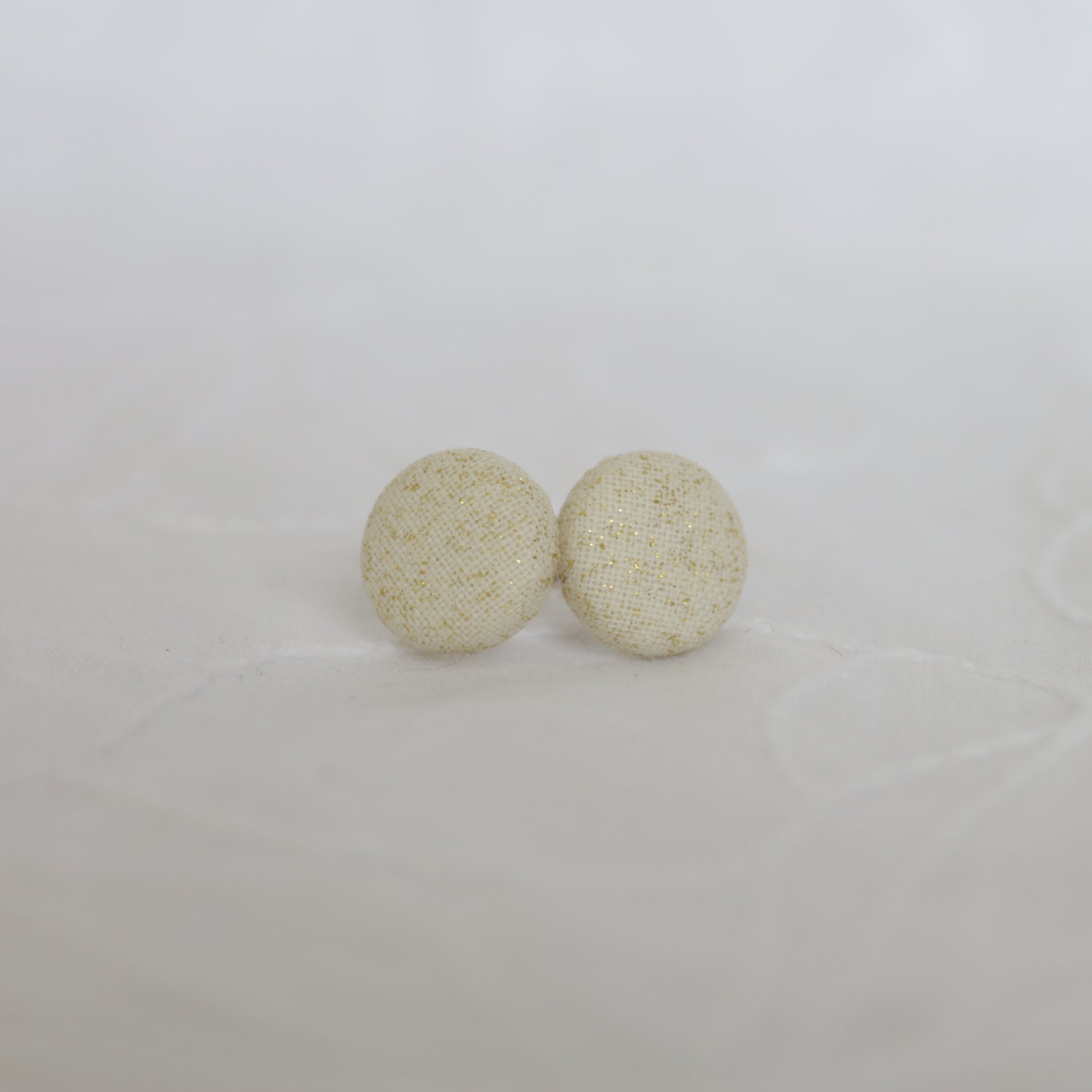 Gold Rush fabric covered button earrings