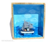 Wall Hanging box/Ship/Rustic/Cottage Chic/woodworking/boat/summer decor/sea/sky/blue/home decor/handmade/reclaimed wood