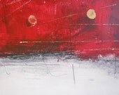 A3 Modern Landscape Abstract Original Mixed Media Painting 11.7x16.5 " Wasteland 096"