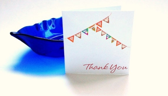Thank You Cards Blank Bunting Flag Set of 6
