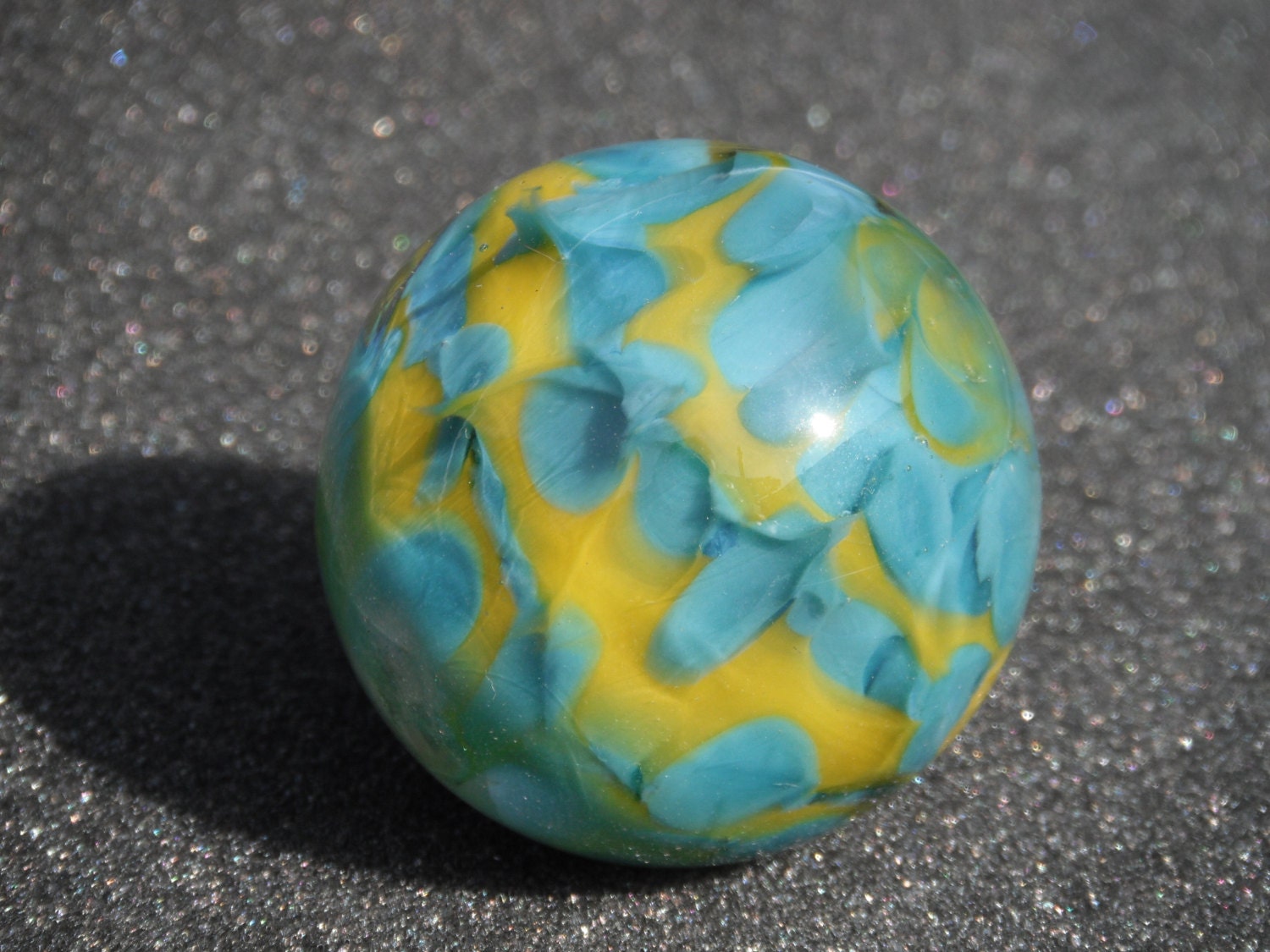 SALE Large 1.7 inch boro blue and yellow  marble