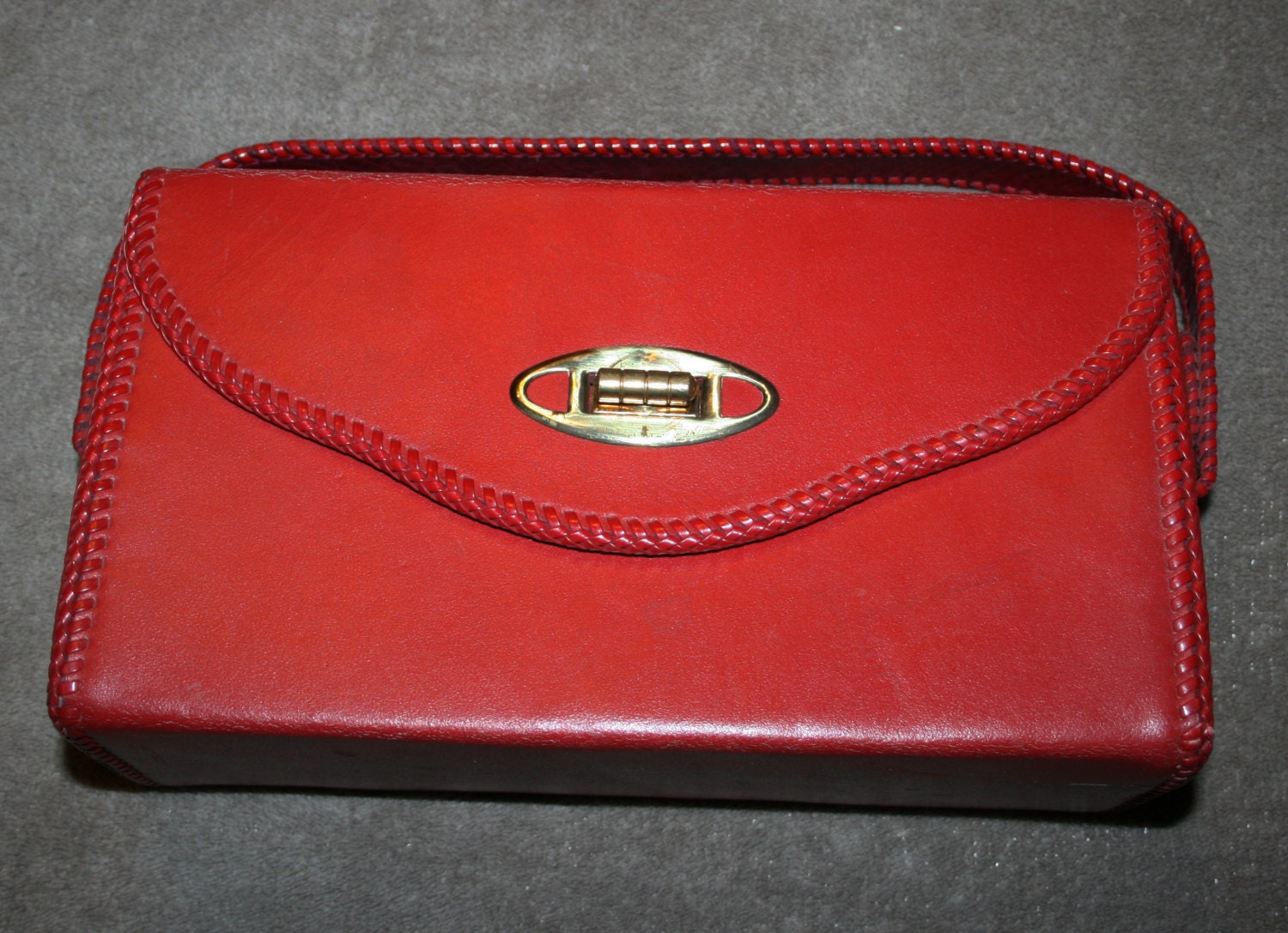 Vintage Cherry Red Purse Clutch Hand Bag Women's