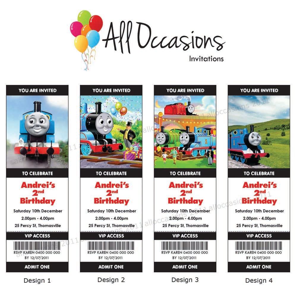 Personalised Custom Thomas The Tank Engine Birthday Ticket Invitations/Invites - DIY Printable Digital File