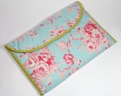 Padded 11" Macbook Air Laptop Case, Handmade Cover for 11 Inch Laptop, Pink Rose Fabric