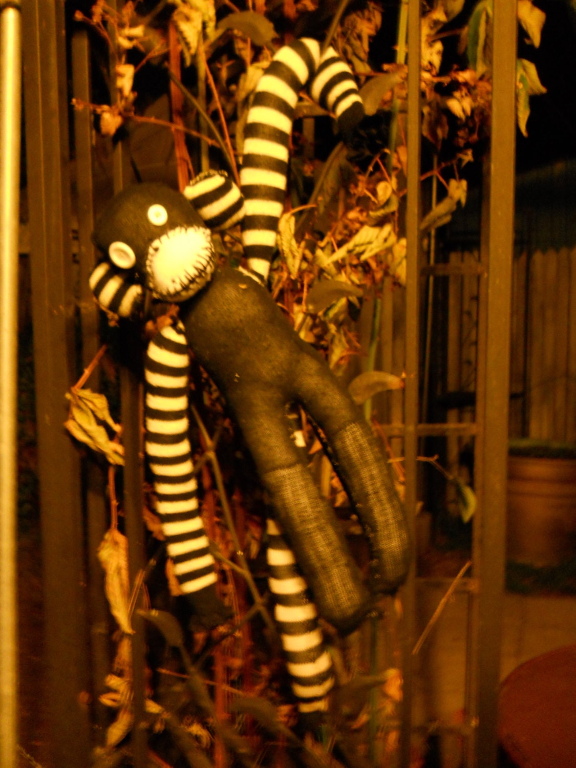 Striped Handmade Sock Monkey Art Doll "Stripey"