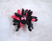 15% OFF-Pink & Black Mouse Ears Corker Ribbon Bow, Unique Hair Clip, Baby Girl Hair Bow,Toddler,Child,Adult,Princess