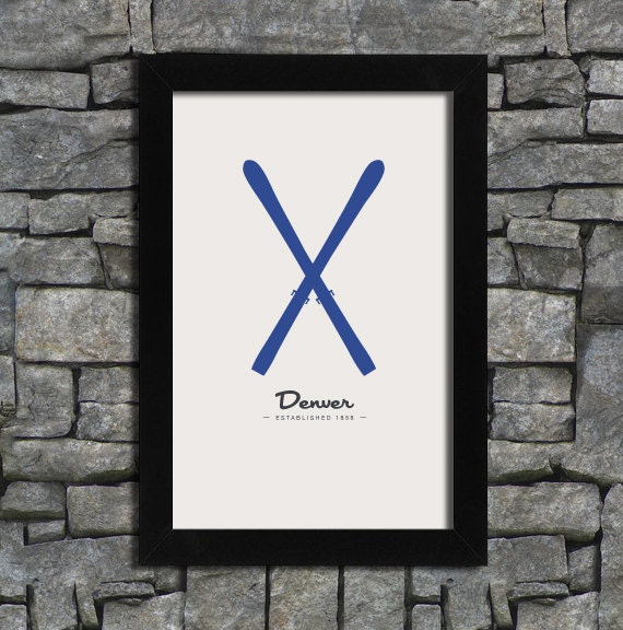 Denver - Skis - City Print Poster - 11x17