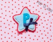 Personalised initial pin / Cute felt star brooch / Unique personal gift / Kawaii personalized custom badge / Adorable fashion accessory.