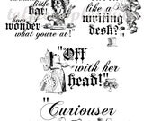 Alice In Wonderland Waterslide Decal Sheet 8.5 x 11 book Text Quote Sheet Supplies Ceramic Metal Plastic Stone Buy Four Get One Free