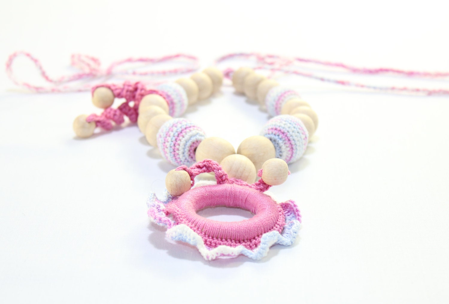 Nursing necklace / Teething necklace /  Crochet Necklace for mom and child / Breastfeeding Jewelry for Mom / Crochet sling necklace - TanyaforBaby