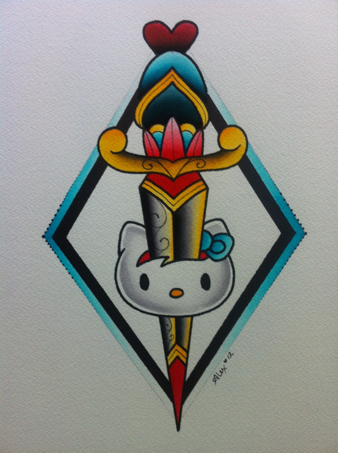 Hello Kitty Dagger Print by Alex Strangler