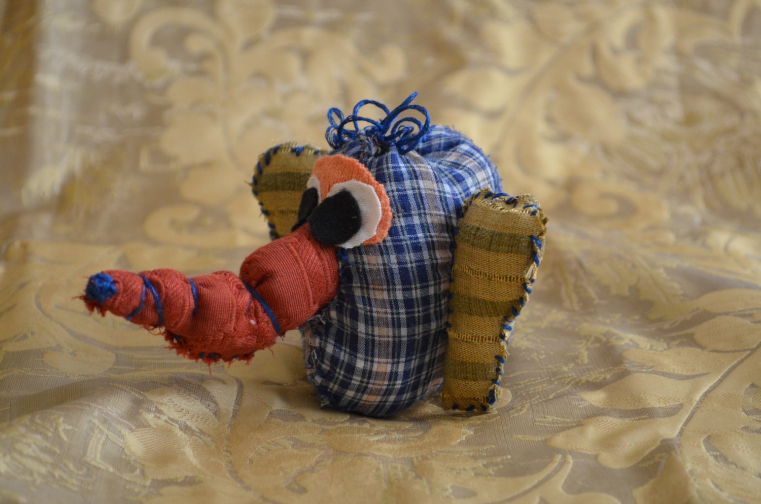 fabric, hand made elephant doll