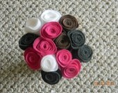 Pink,Grey and White Felt Flower Bouquet in a Mason Jar Vase