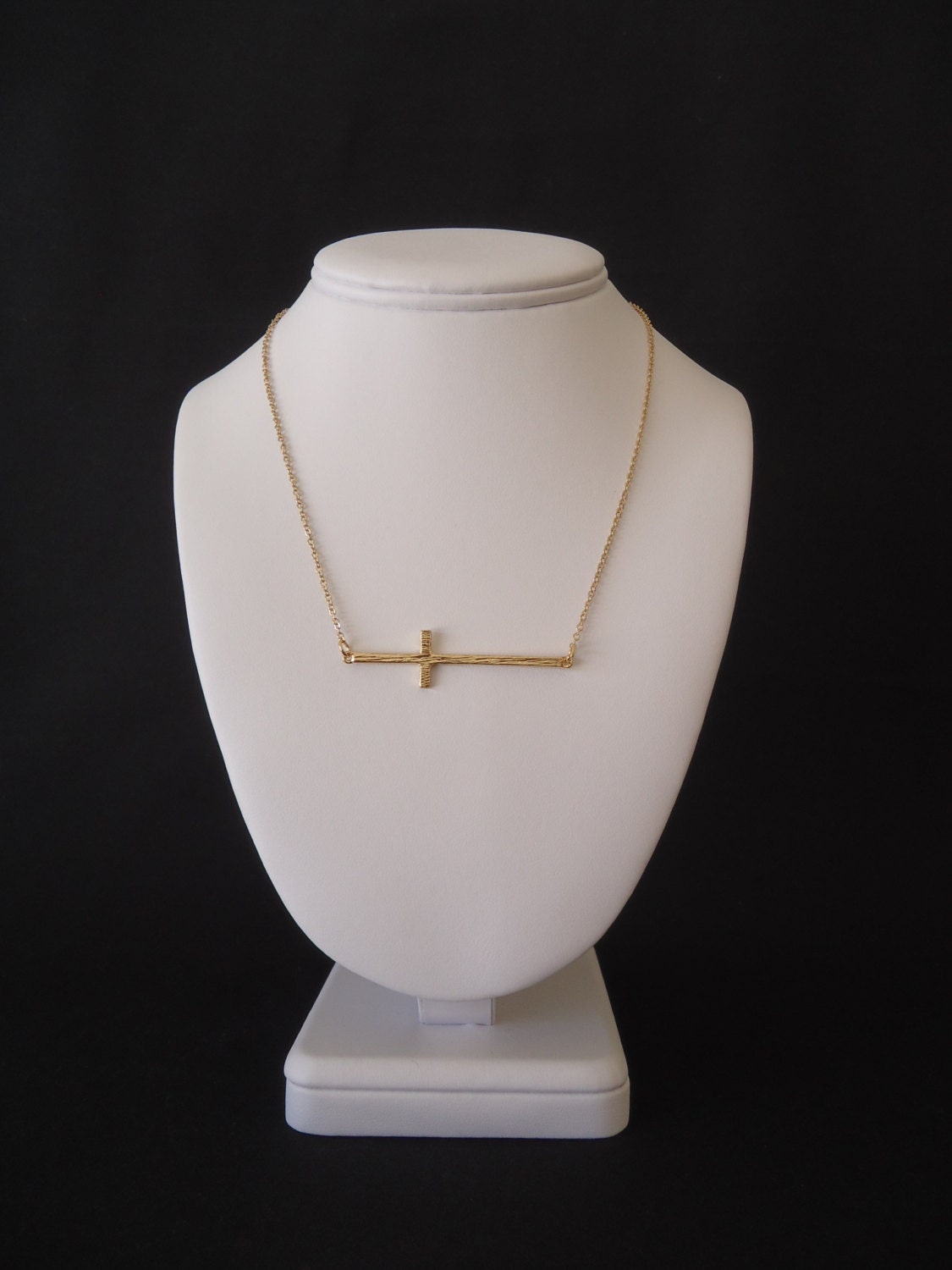 Gold Side Cross Necklace