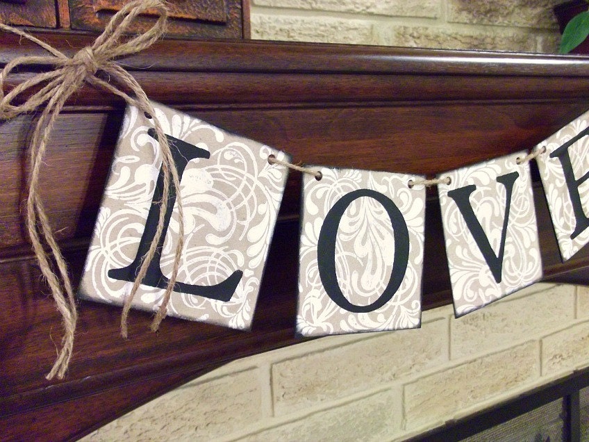 Love Wedding Banner - Bridal Shower - Photo Prop - Wedding Garland - Reception Decoration - Valentines Day