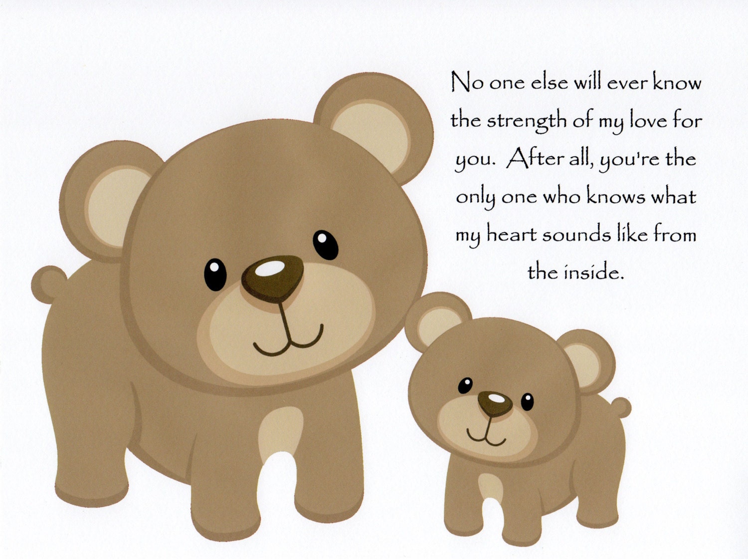 Boy Nursery Art, Kids Wall Art, Nursery Art Print, Baby Boy Nursery Decor, Woodland Nursery, Bear, No one else will ever know, 8x10 Print