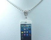 Fun Iphone Charm Necklace, Silver ball Chain or Black nylon Cord necklace, Teen, boy, girl